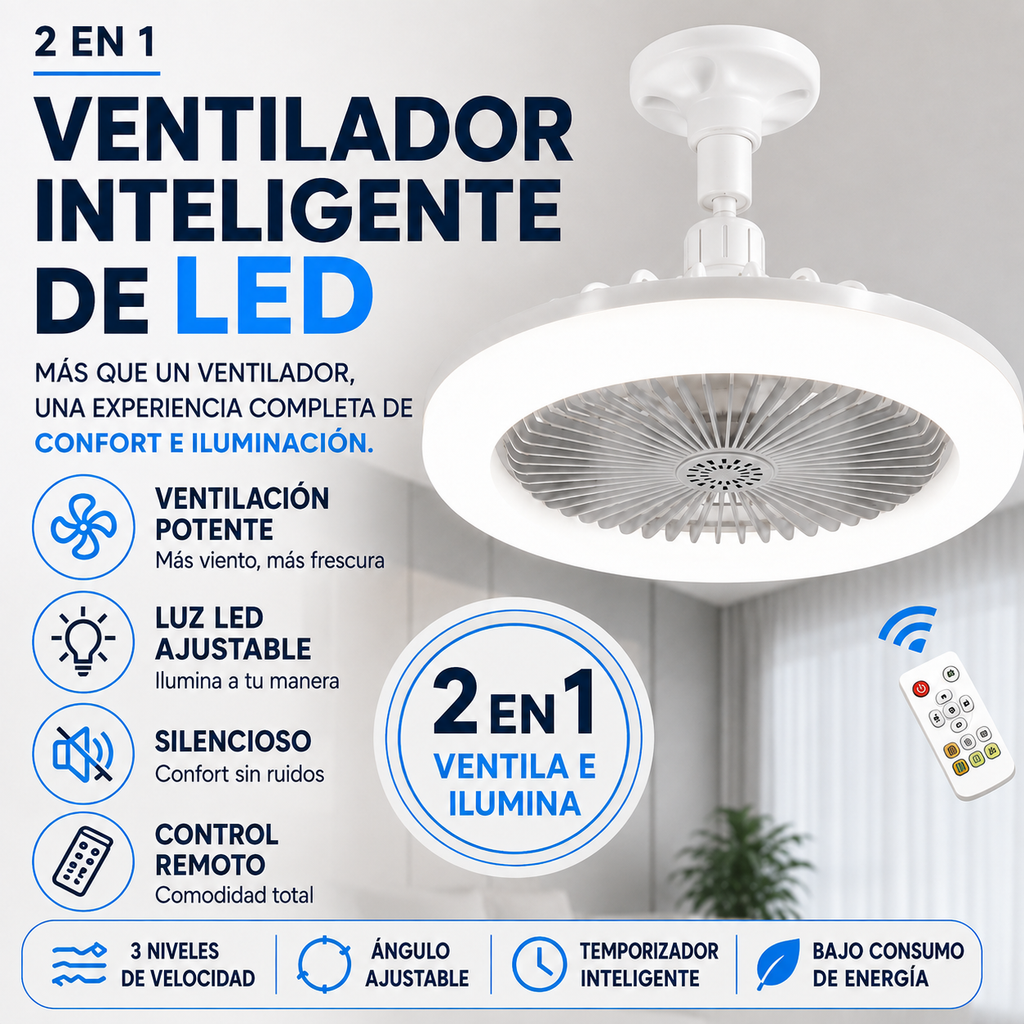 Ventilador Inteligente de LED 2 en 1 TurboMax™ - KITS: 2, 3 unidades