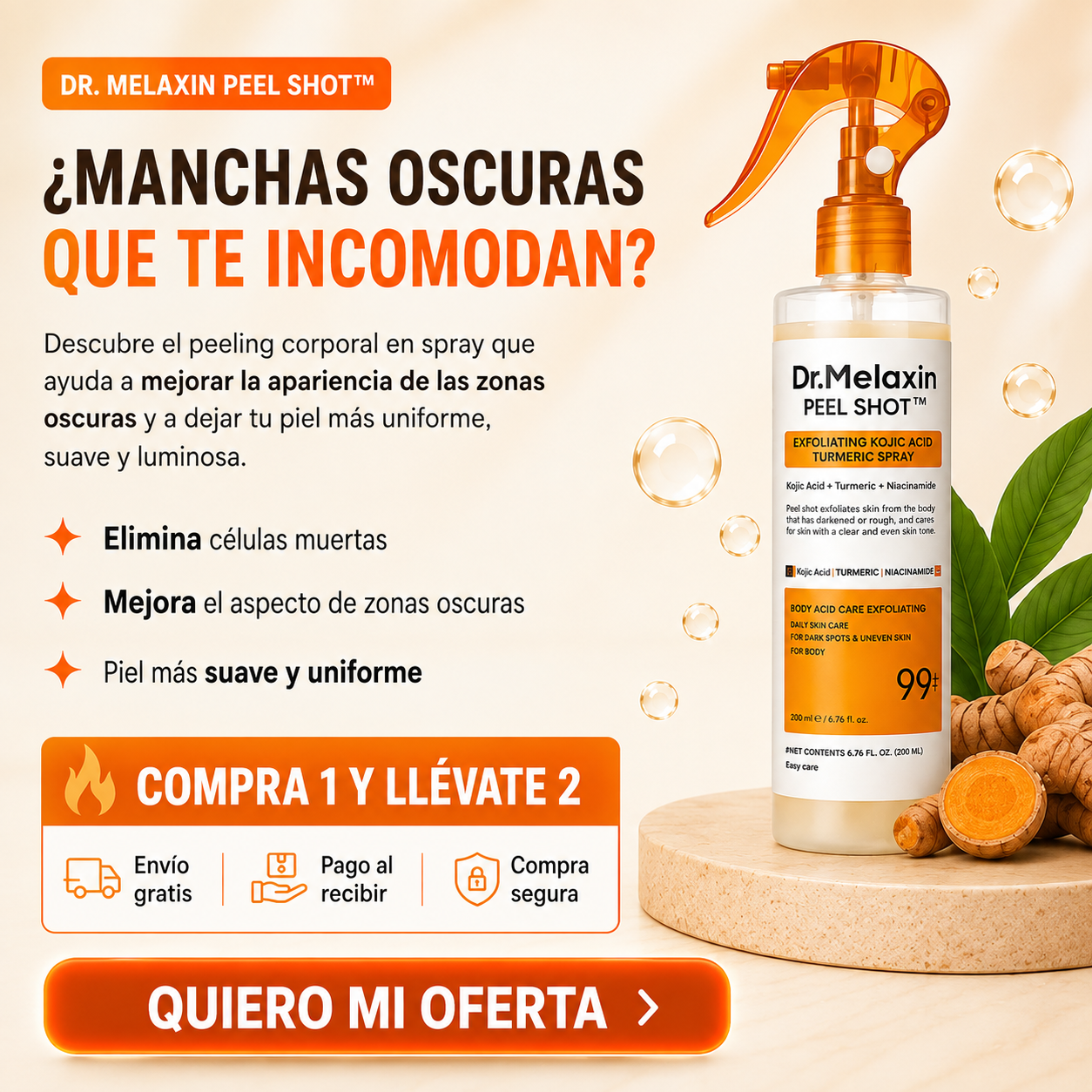 Exfoliante Dr.Melaxin - Para Aclarar Partes Oscuras - COMPRA 1 Y LLÉVATE 2 ou COMPRA 2 Y LLÉVATE 3